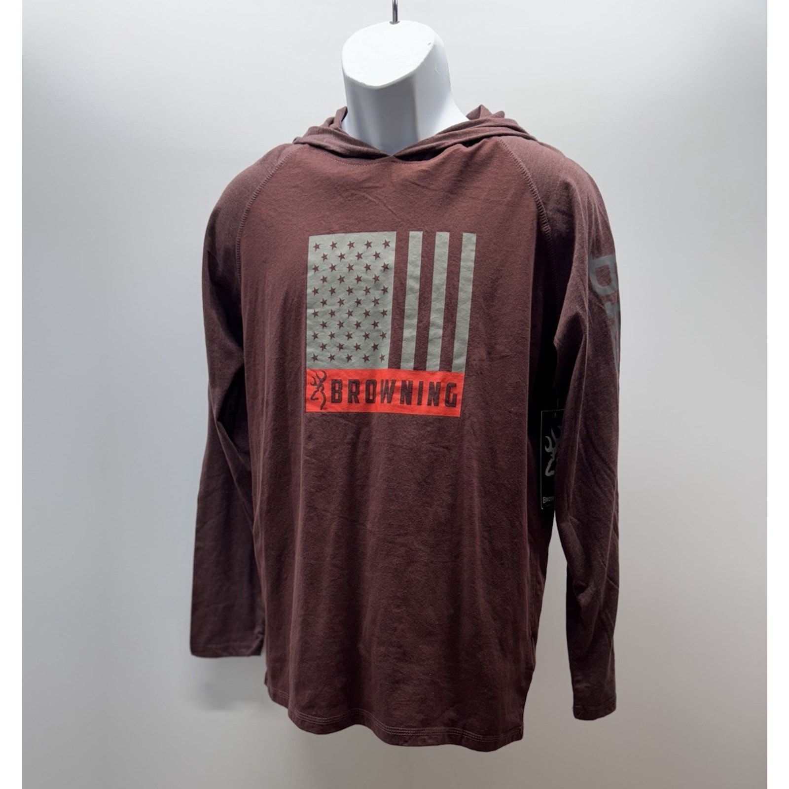 Nwt Browning Lucas Hooded Crew Medium Cedar W/ Browning Flag Logo